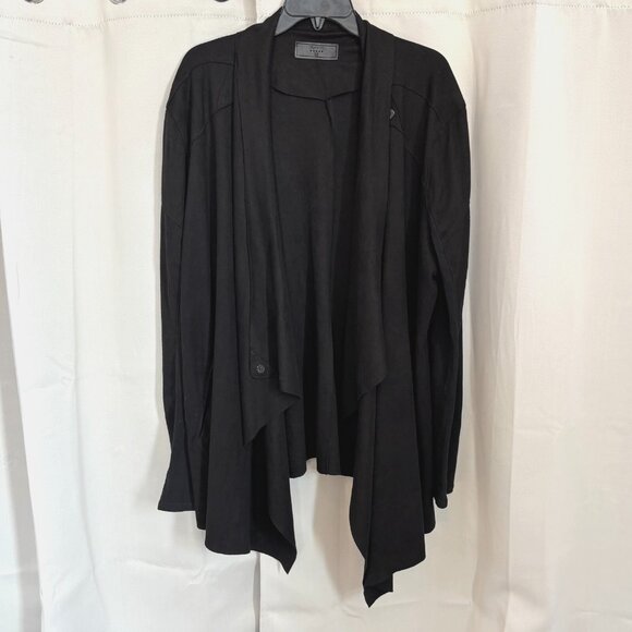 Blank Nyc Womens Cardigan XXL Black Faux Suede Moto Grunge Y2K Asymetrical 18363 - Picture 1 of 10